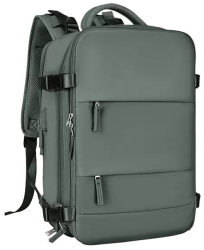 Rucsac de Calatorie pentru Avion City Break Impermeabil port USB pana la 35 L Kaki OBRALIX® 