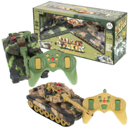 Set 2 tancuri militare de jucarie RC 9993 2.4GHz cu telecomanda rotire 360 grade 