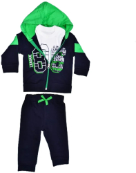 Compleu 3 piese pantaloni bluza si jacheta cu fermoar pentru baieti Mini Junior COMP-6201 Bleumarin 