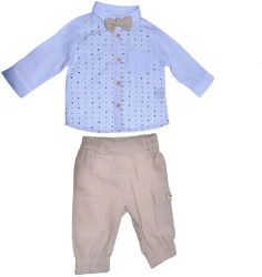 Compleu 3 piese pantaloni papion si camasa pentru baieti Mini Junior COMP-101 Crem 