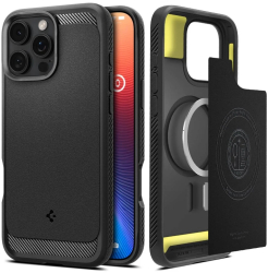 Husa pentru iPhone 16 Pro Max - Spigen Rugged Armor MagSafe - Matte Black