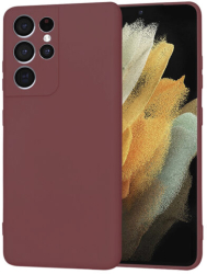 Husa Silicon pentru Samsung Galaxy S21 Ultra 5G Marmalis SoftFlex Plum Red 