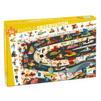Puzzle observatie Raliul masinilor Djeco 