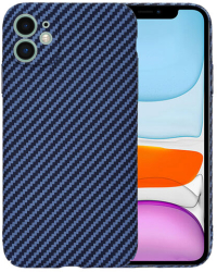 Husa Super Slim pentru iPhone 11 Marmalis Carbon FiberShell Albastru 