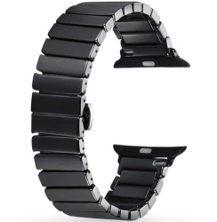 Curea iUni compatibila cu Apple Watch Ultra/SE/8/7/6/5/4/3/2/1 38mm Ceramic Belt Black 