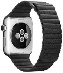 Curea iUni compatibila cu Apple Watch Ultra/SE/8/7/6/5/4/3/2/1 38mm Leather Loop Piele Black 