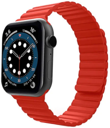 Curea iUni compatibila cu Apple Watch Ultra/SE/8/7/6/5/4/3/2/1 38mm Silicon Magnetic Red 