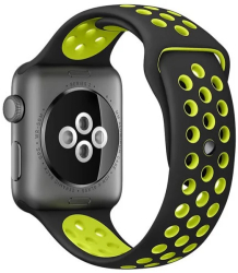 Curea iUni compatibila cu Apple Watch Ultra/SE/8/7/6/5/4/3/2/1 38mm Silicon Sport Negru/Galben 