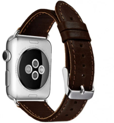 Curea iUni compatibila cu Apple Watch Ultra/SE/8/7/6/5/4/3/2/1 38mm Vintage Piele Dark Coffee 