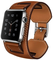 Curea iUni compatibila cu Apple Watch Ultra/SE/8/7/6/5/4/3/2/1 40mm Cuff Piele Maro 