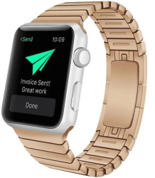 Curea iUni compatibila cu Apple Watch Ultra/SE/8/7/6/5/4/3/2/1 40mm Steel Belt Rose Gold 