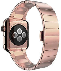 Curea iUni compatibila cu Apple Watch Ultra/SE/8/7/6/5/4/3/2/1 42mm Link Bracelet Otel Inoxidabil Rose Gold 