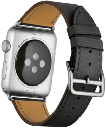 Curea iUni compatibila cu Apple Watch Ultra/SE/8/7/6/5/4/3/2/1 42mm Single Tour Piele Negru 