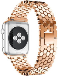 Curea iUni compatibila cu Apple Watch Ultra/SE/8/7/6/5/4/3/2/1 44mm Jewelry Otel Inoxidabil Rose Gold 