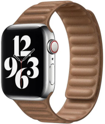 Curea iUni compatibila cu Apple Watch Ultra/SE/8/7/6/5/4/3/2/1 44mm Leather Link Brown 