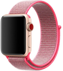 Curea iUni compatibila cu Apple Watch Ultra/SE/8/7/6/5/4/3/2/1 44mm Nylon Sport Woven Strap Electric Pink 