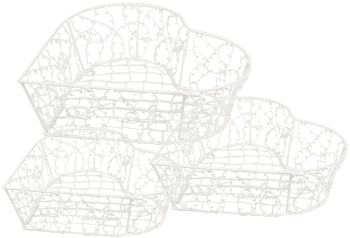 Set 3 cosuri fier alb 25x25x7 cm 20x20x6 cm 15x15x6 cm 