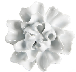 Set 4 butoni mobilier ceramica alba Floare 6x3/6 cm 
