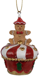 Set 6 ornamente brad Turta Dulce polirasina multicolora 5x8 cm 