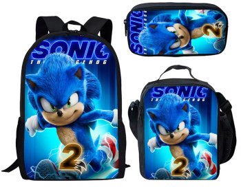 Set rucsac pentru copii sonic cu punga de creion si geanta pe umar 3d 