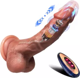 Vibrator Dildo 10 Nivele de Vibratii Incalzire Ventuza Design Realist Culoare Naturala a Pielii 3 Modurii Stimulare G-Spot 21CM Tele 