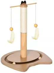 Ansamblu de joaca pentru pisici cu stalp bile si ciucuri cu pene 40x37x51 cm 
