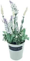 Planta artificiala in ghiveci lavanda dimensiuni 28x9 cm culoare alb 