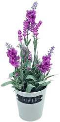 Planta artificiala in ghiveci lavanda dimensiuni 28x9 cm culoare lila 
