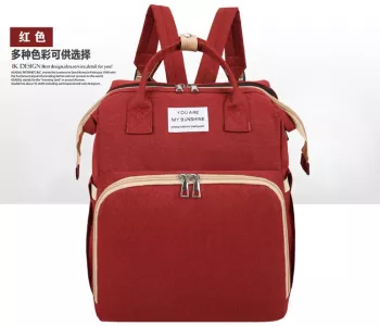 Rucsac Multifunctional pentru Mamici Flippy pentru Scutece Bebelusi cu Patut Pliabil Rosu 