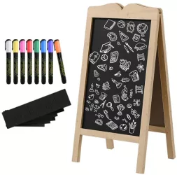 Tabla magnetica cu stergere uscata afisaj restaurant neagra 8 markere 6 sabloane 51x42x101 cm 