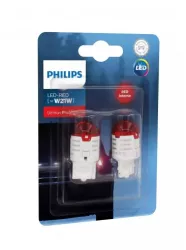 Set 2 Becuri Led W21W 12v Rosu W3x16q Ultinon Pro3000 Si Philips 