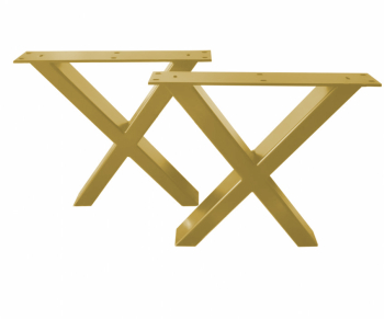 Set 2 Picioare Masa Metal Stil Scandinav Forma X Profil Lat Vopsire in Camp Electrostatic Finisaje Premium Auriu 