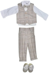 Costum din 5 piese pentru baieti Mini Junior SET-3650 Bej