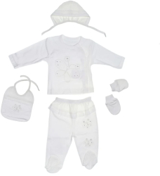 Set 5 piese pentru fetite Mini Junior SET-123 Alb 