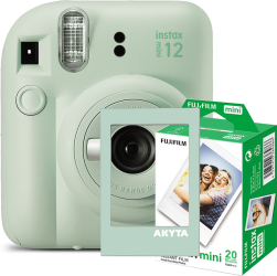 Camera foto instant Fujifilm Instax mini 12 Mint Green cu rama magnetica Akyta si 20 filme 