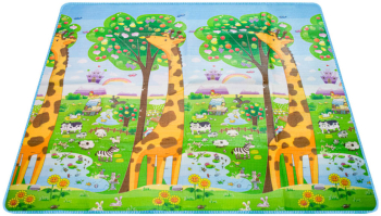 Covoras educational din spuma cu doua fete Zoo - Dino 200 cm x 180 cm x 0 5 cm 