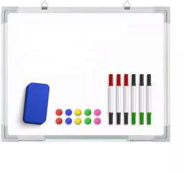 Set tabla magnetica de perete cu magneti burete si markere Otel/PP/Aluminiu 50x40 cm alb Vivo TK0127 