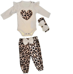 Compleu 3 piese pantaloni body si bentita pentru fete Mini Junior SETMJ-14 Crem 