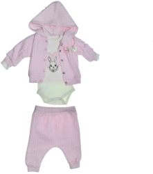Compleu 3 piese pantaloni body si jacheta pentru fete Mini Junior SETMJ-12 Roz 
