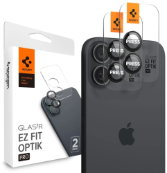Folie Camera pentru iPhone 16 / iPhone 16 Plus set 2 - Spigen Glas.tR Optik EZ Fit Pro - Black 
