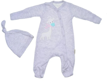 Set 2 piese salopeta cu maneca lunga si caciula pentru copii Mini Junior SETMJ-3 Gri 