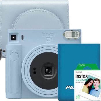Set aparat foto Instant Fujifilm Instax SQ1 Glacier Blue cu husa album si hartie foto square 1x10 