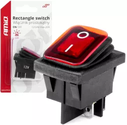 Intrerupator On/Off 12/24V dreptunghiular waterproof iluminat culoare Rosu destinatie auto utilitare Off-Road ATV SSV QUAD 