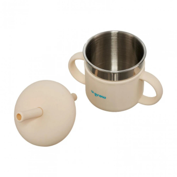 Cana din silicon cu pai si interior din inox 220 ml U-Grow 