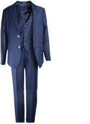 Costum elegant din 3 piese pentru baieti Slim Fit LA Kids 1739-122 Bleumarin