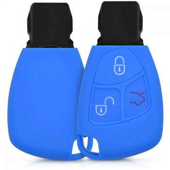 Husa Cheie Auto pentru Mercedes - 2-3 Butoane Silicon Albastru 41626.04 