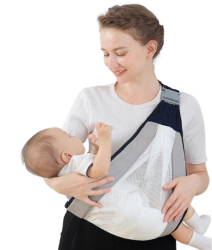 Marsupiu ergonomic reglabil pentru bebelusi din tesatura moale de bumbac respirabil varsta recomandata 0+ gri