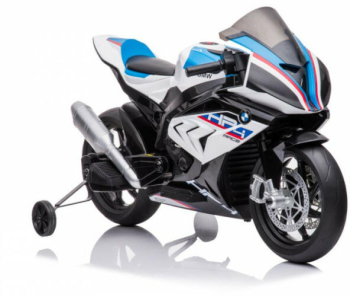 Motocicleta electrica pentru copil 4-9 ani BMW Hp4 2x 45W 12V 7Ah culoare alba 
