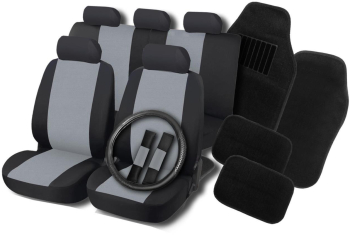 Set huse scaune volan si covorase auto RoGroup negru-gri 16 buc
