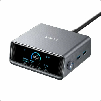 Incarcator si statie incarcare Anker Prime 250W Ultra-Fast 6-Port 2x USB-A 4x USB-C GaN Ecran LCD Negru 